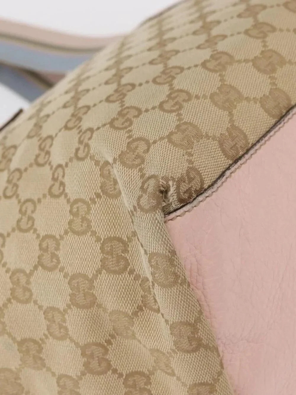 GUCCI GG Canvas Sherry Line Tote Bag Beige Pink 131230 Auth 152017